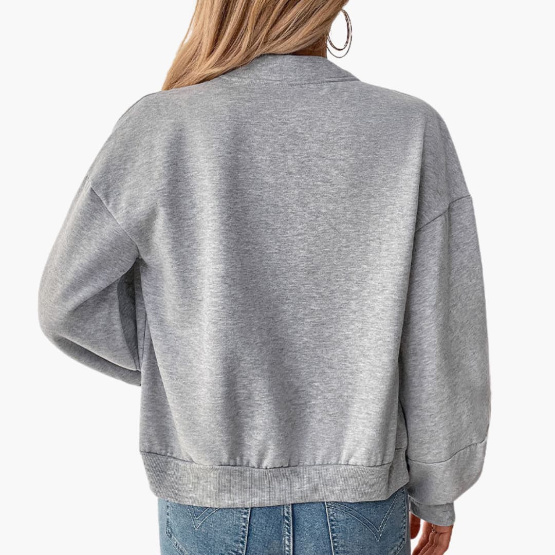 Comfy Women's Zip Up Bomber Jacket with Puffy Sleeves