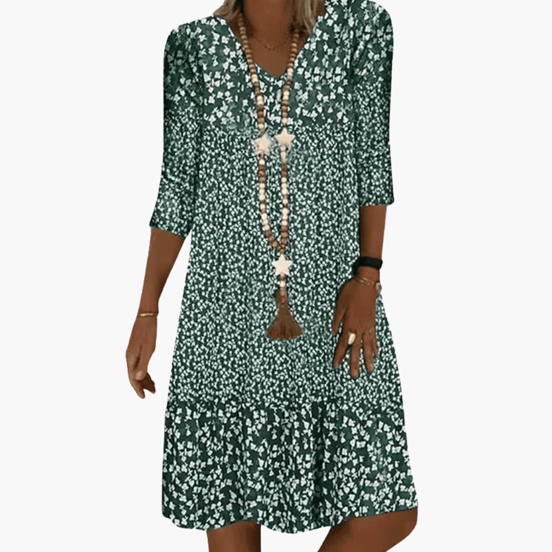 Ladies Casual Round Neck Midi Dress