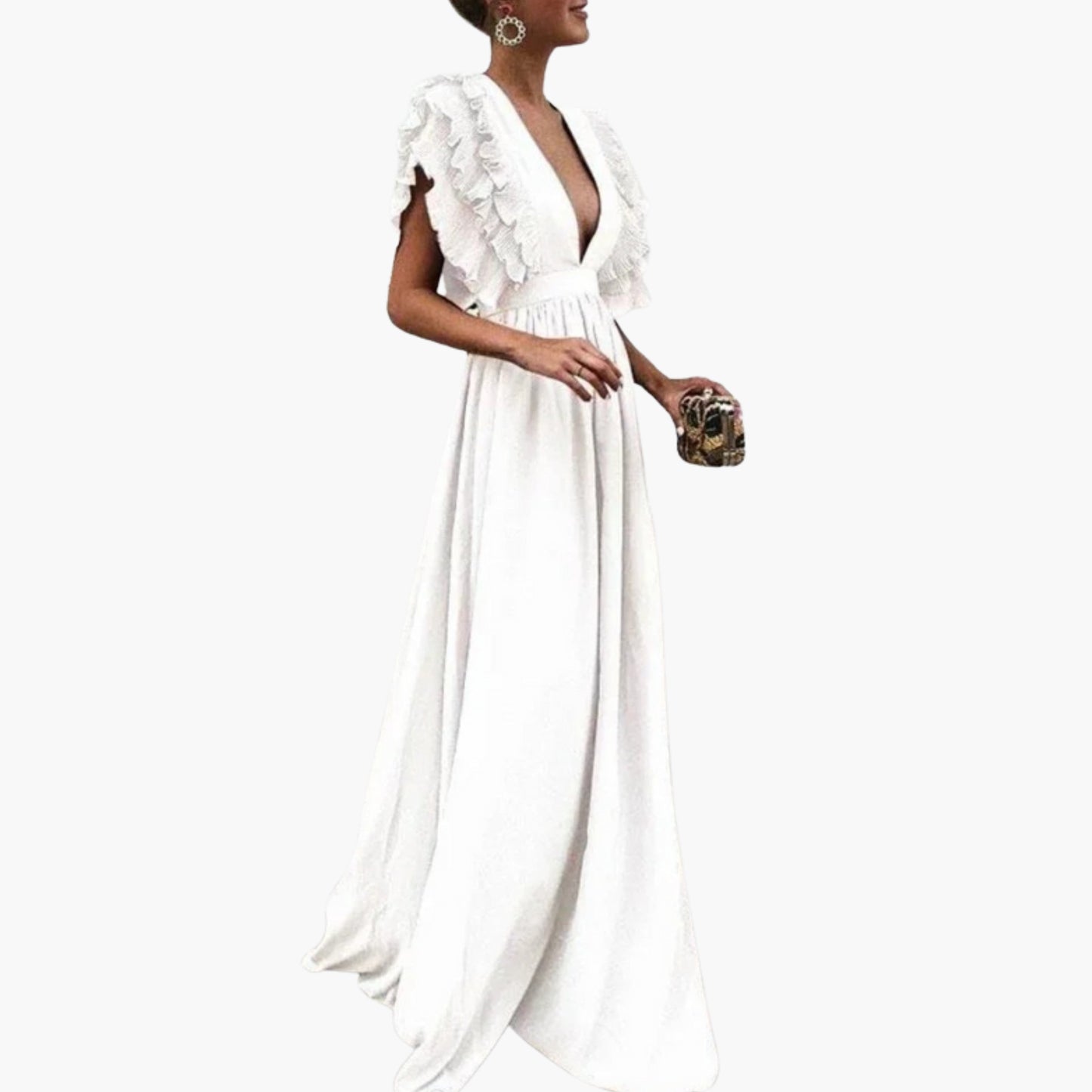 Classic A-Line Dress with Plain Neck and Textured Fabric