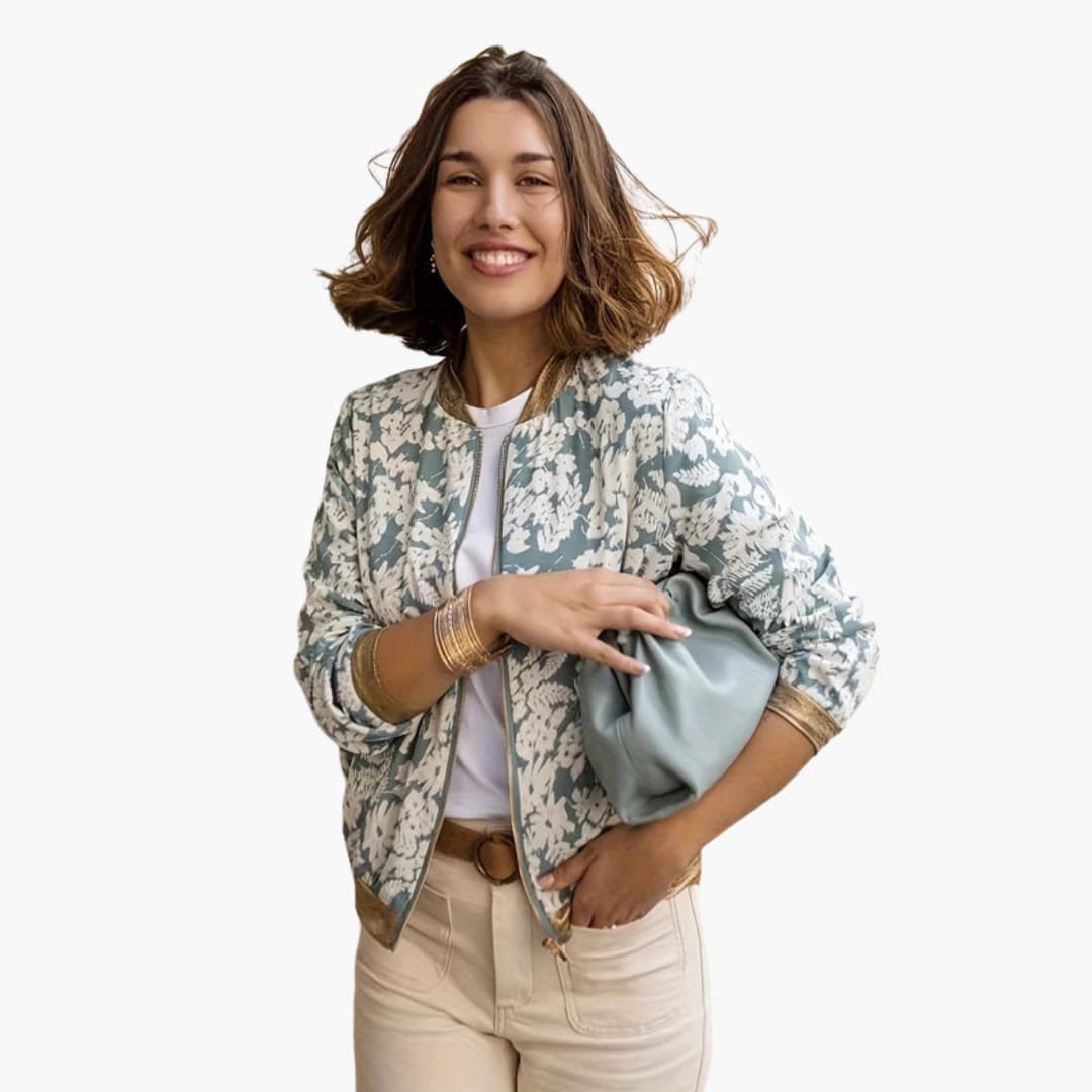 Casual Floral Zip Up Women's Jacket