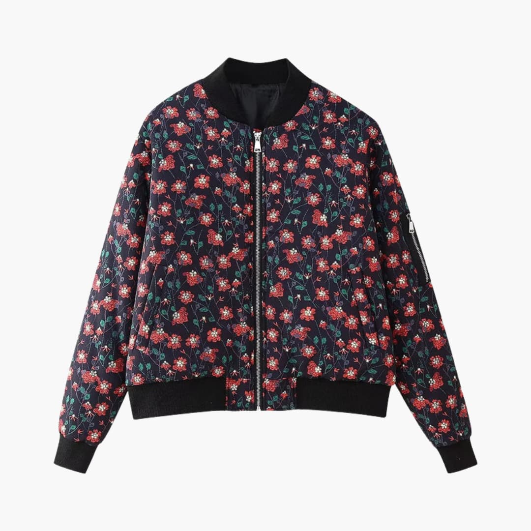 Ladies' Pretty Blossom Zip Jacket with Stretch Cuffs