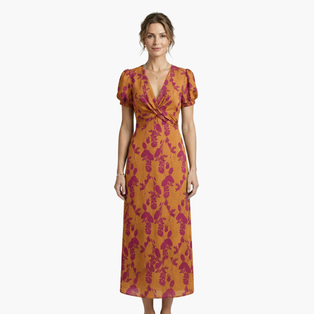 Chic V-Neck Floral Summer Dress for Women