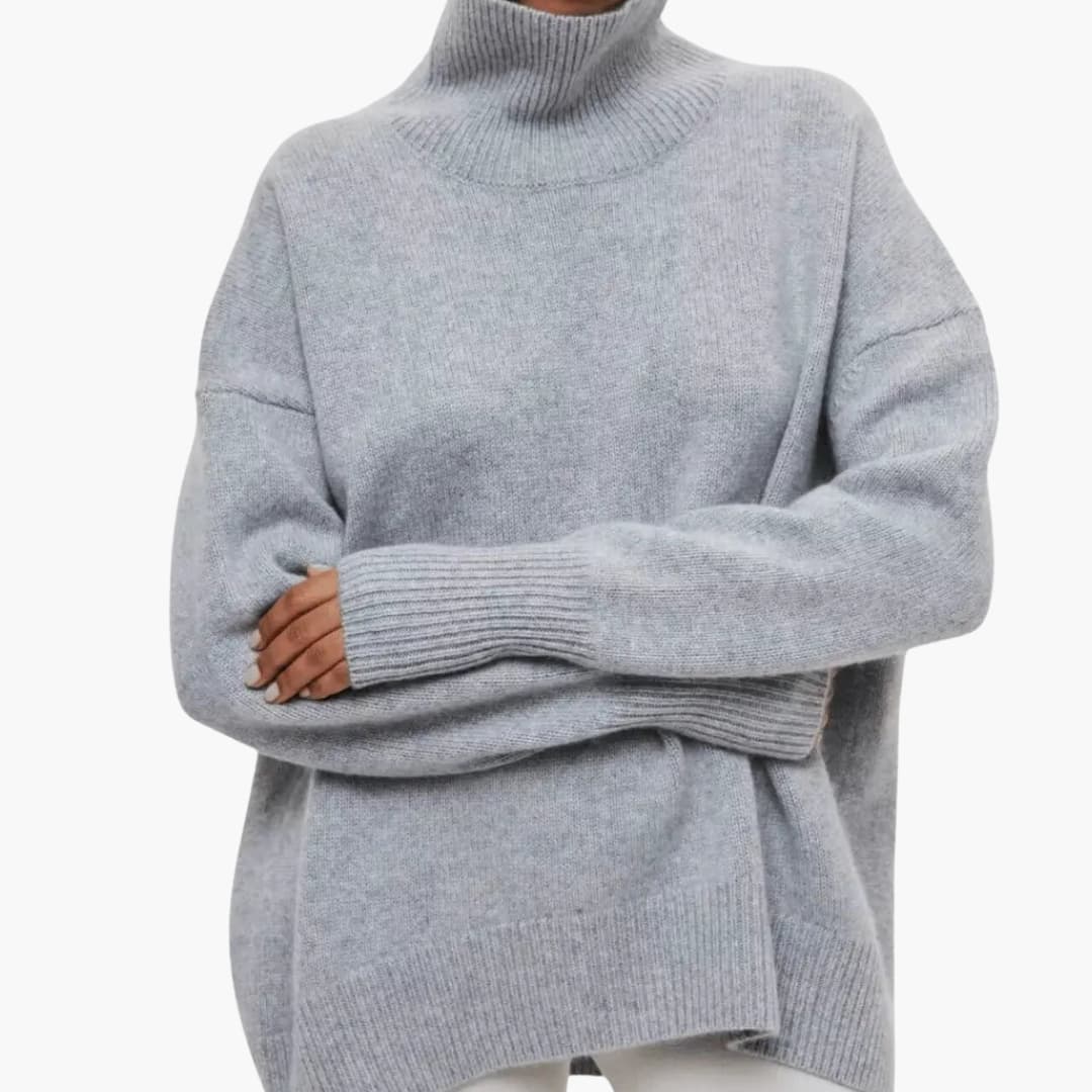 Women's Crew Neck Sweater with Textured Bottom and Full Sleeves
