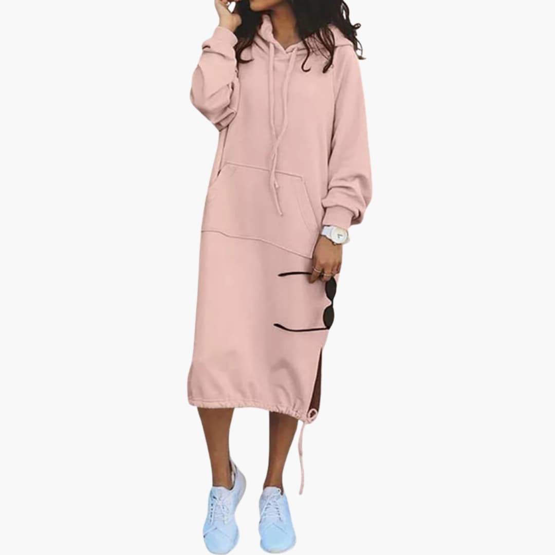 Cozy Hooded Sweatshirt Dress with Pockets
