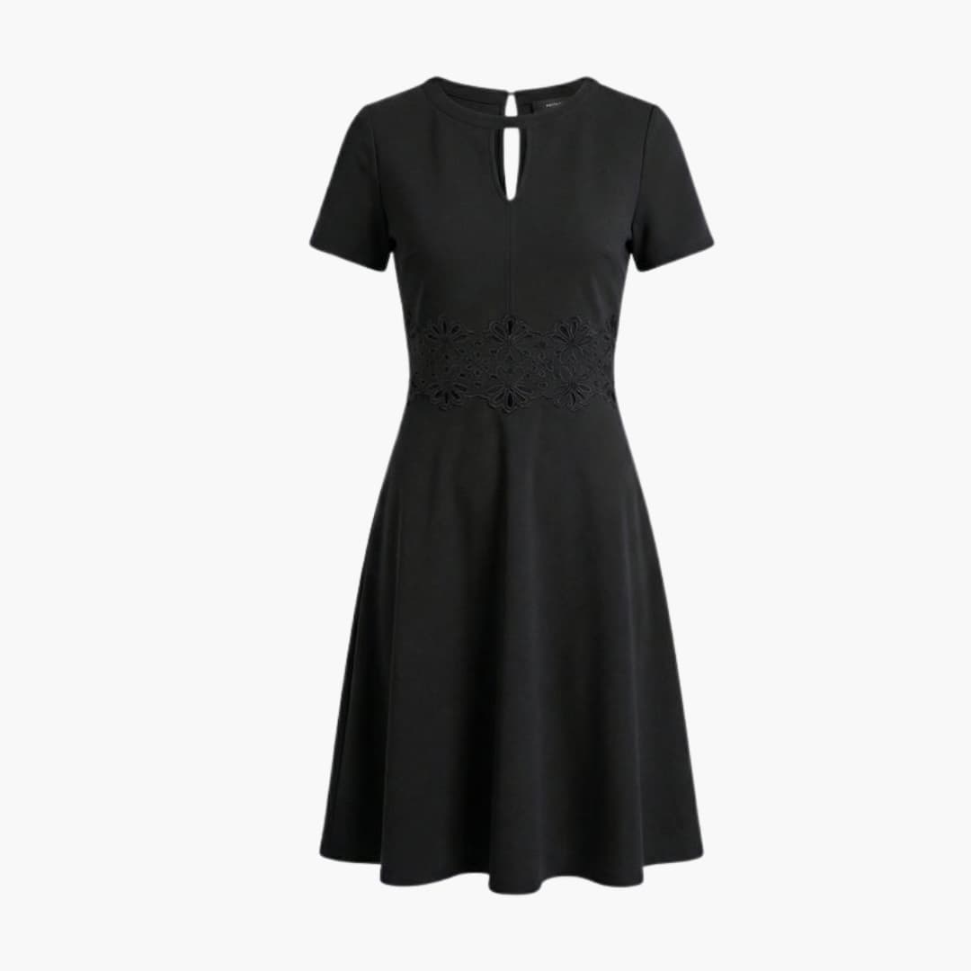 Feminine Short Sleeve Fit and Flare Dress