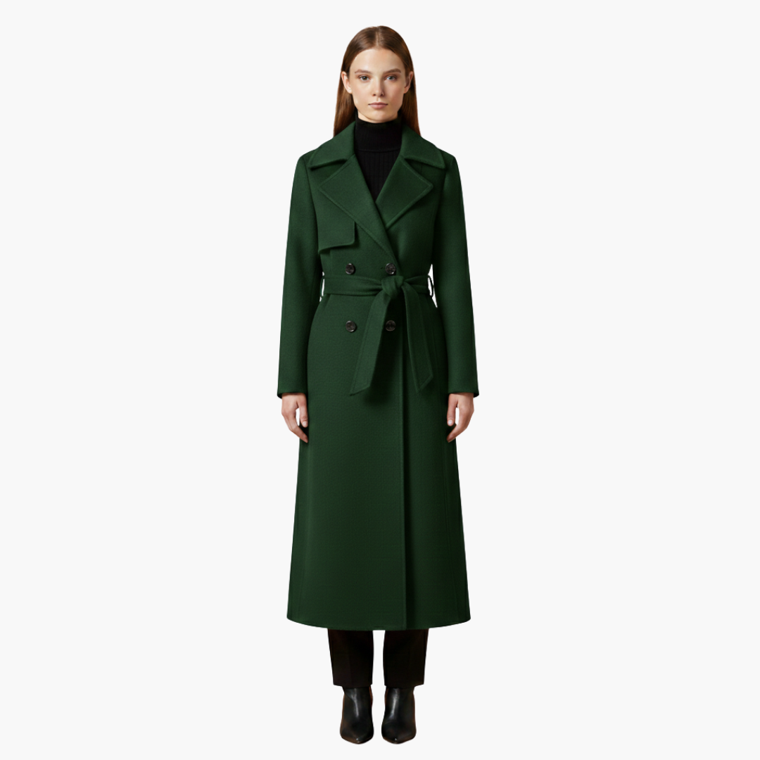 Ladies Classic Overcoat with Belted Waist