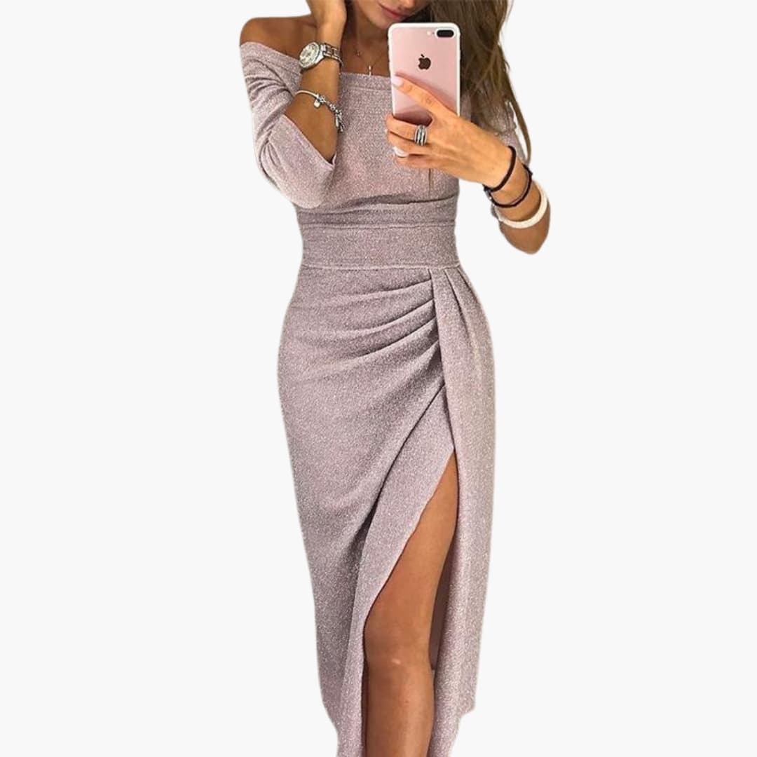 Ladies Elegant Cold Shoulder Maxi Dress