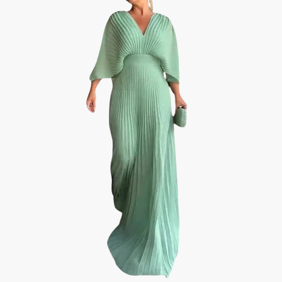 Ladies Elegant Floor Length Dress with Cinched Waist