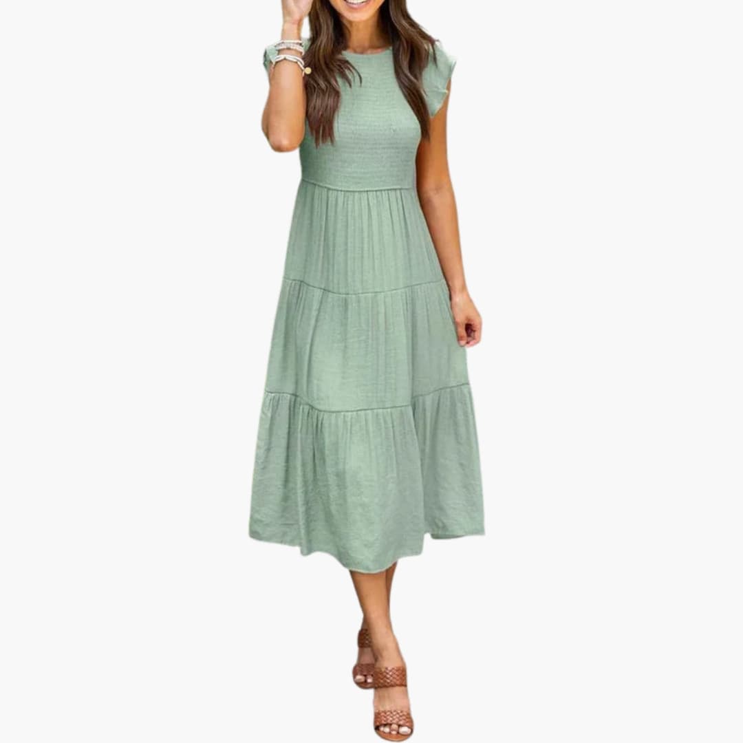 Ladies' Casual A-Line Dress with Flare Sleeves