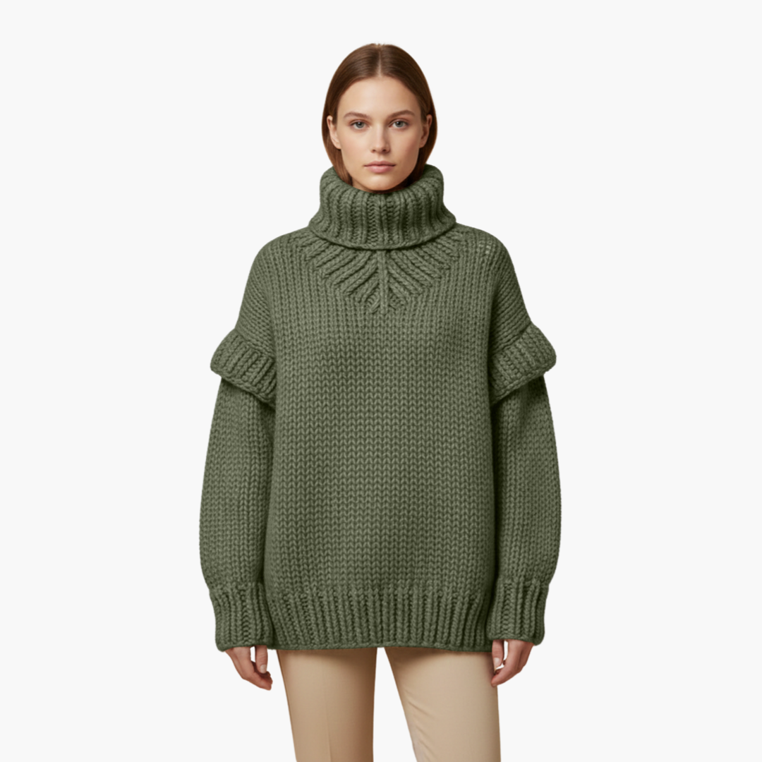 Cozy Women's Crew Neck Ribbed Knit Sweater
