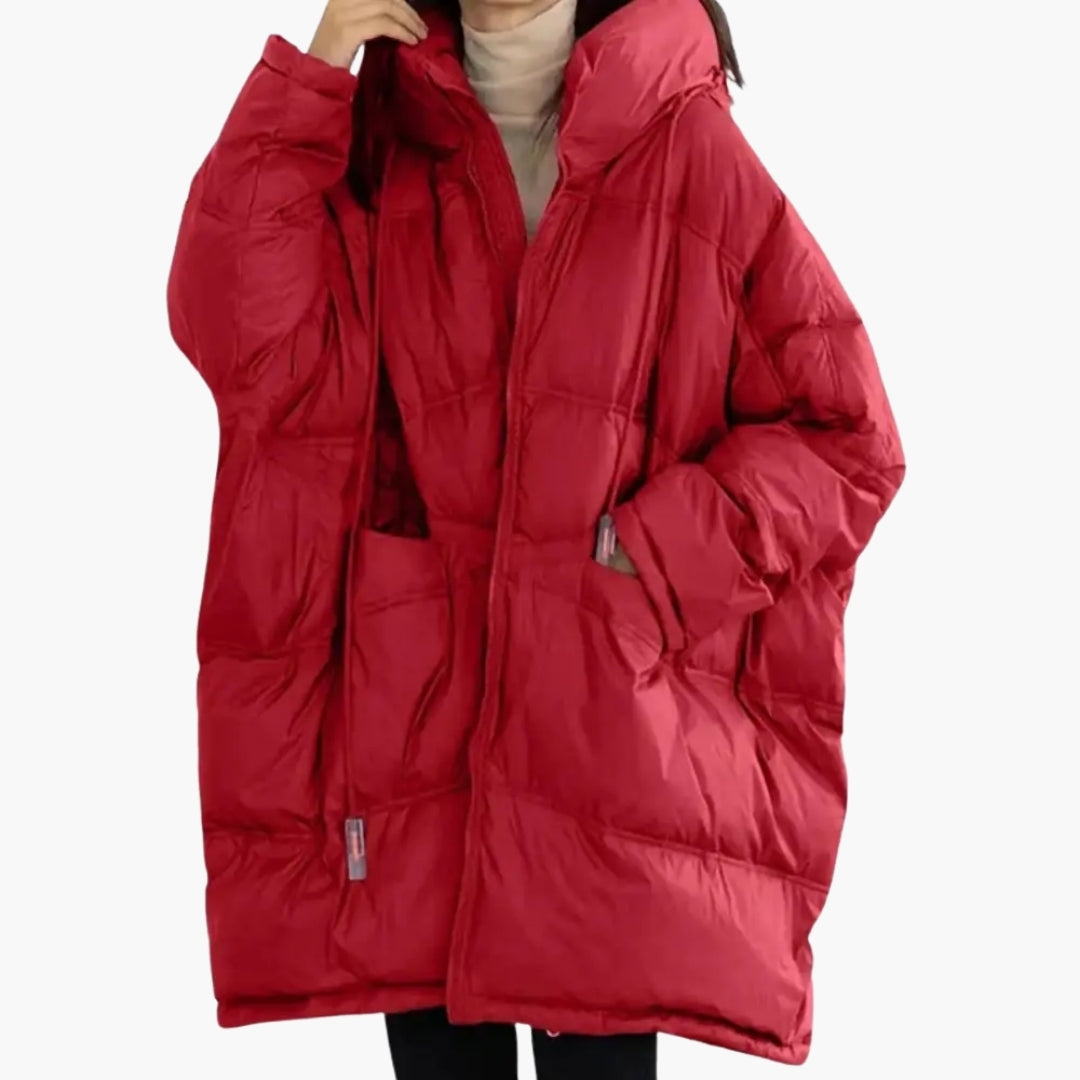 Warm Women's Hooded Coat with Front Pockets