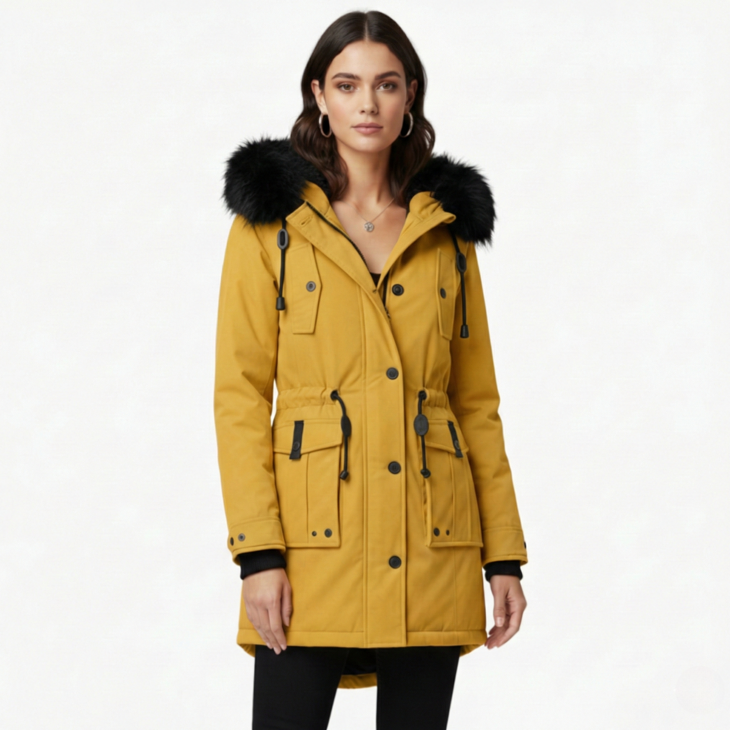 Waterproof Hooded Women's Winter Coat with Pockets