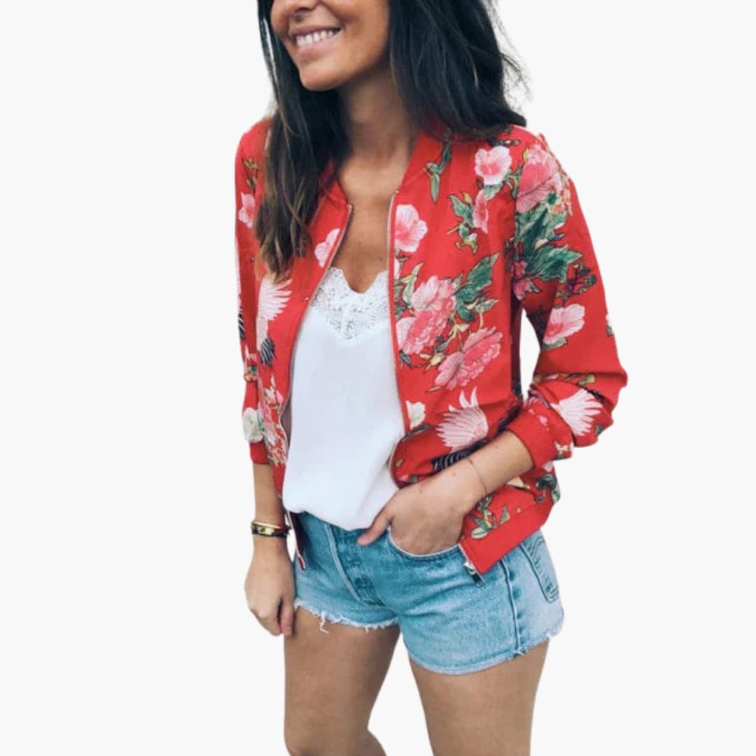 Casual Fit Women's Zip Up Bomber Jacket