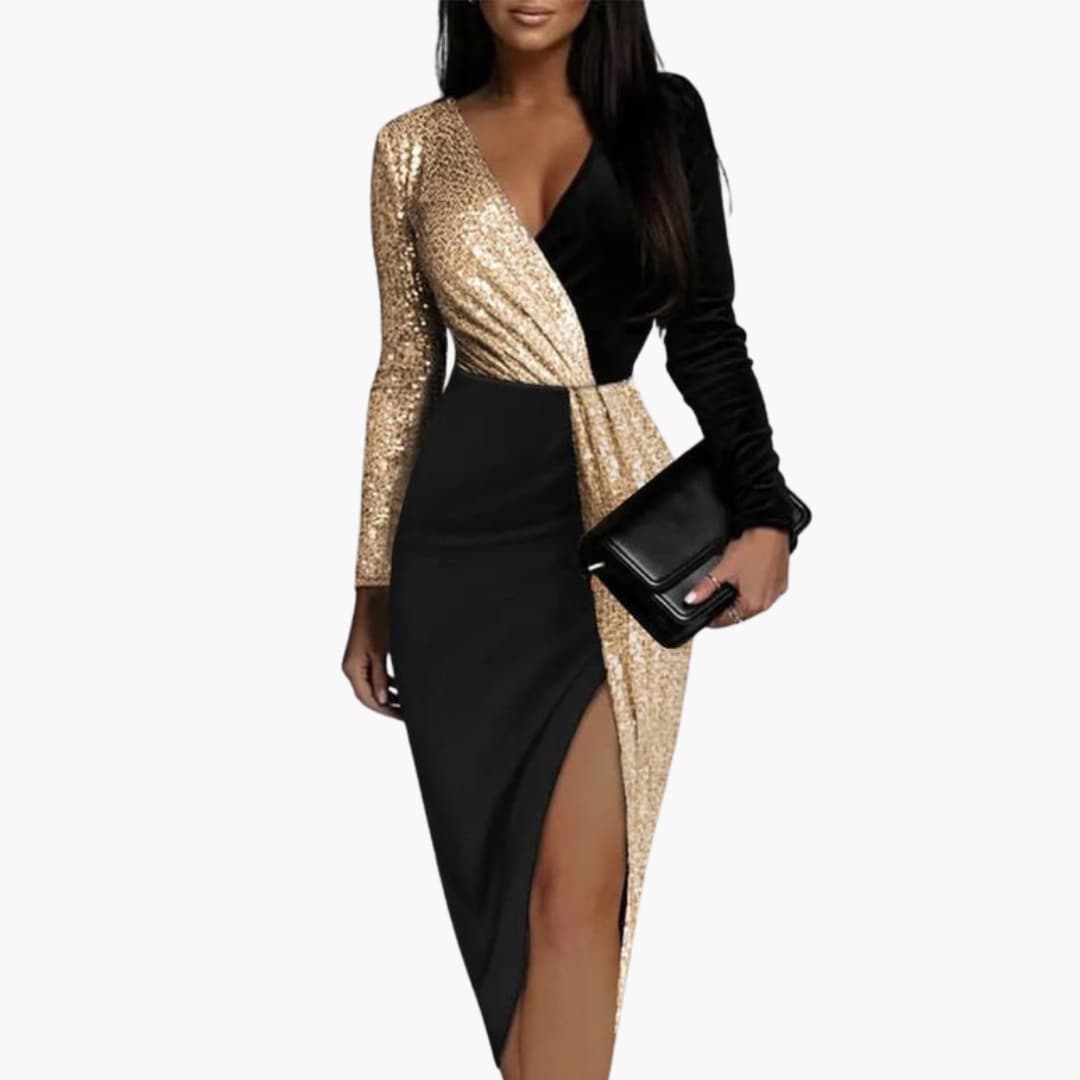 Sparkly V Neck Party Dress
