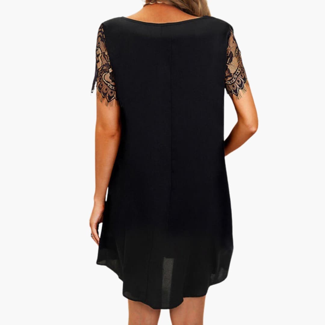 Sexy V-Neck Mini Dress with Sparkly Lace Detail