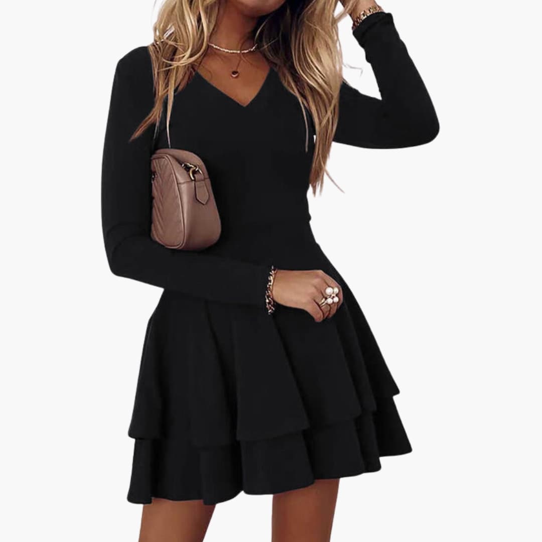 Summer V-Neck Tank Dress with Flowy Skirt