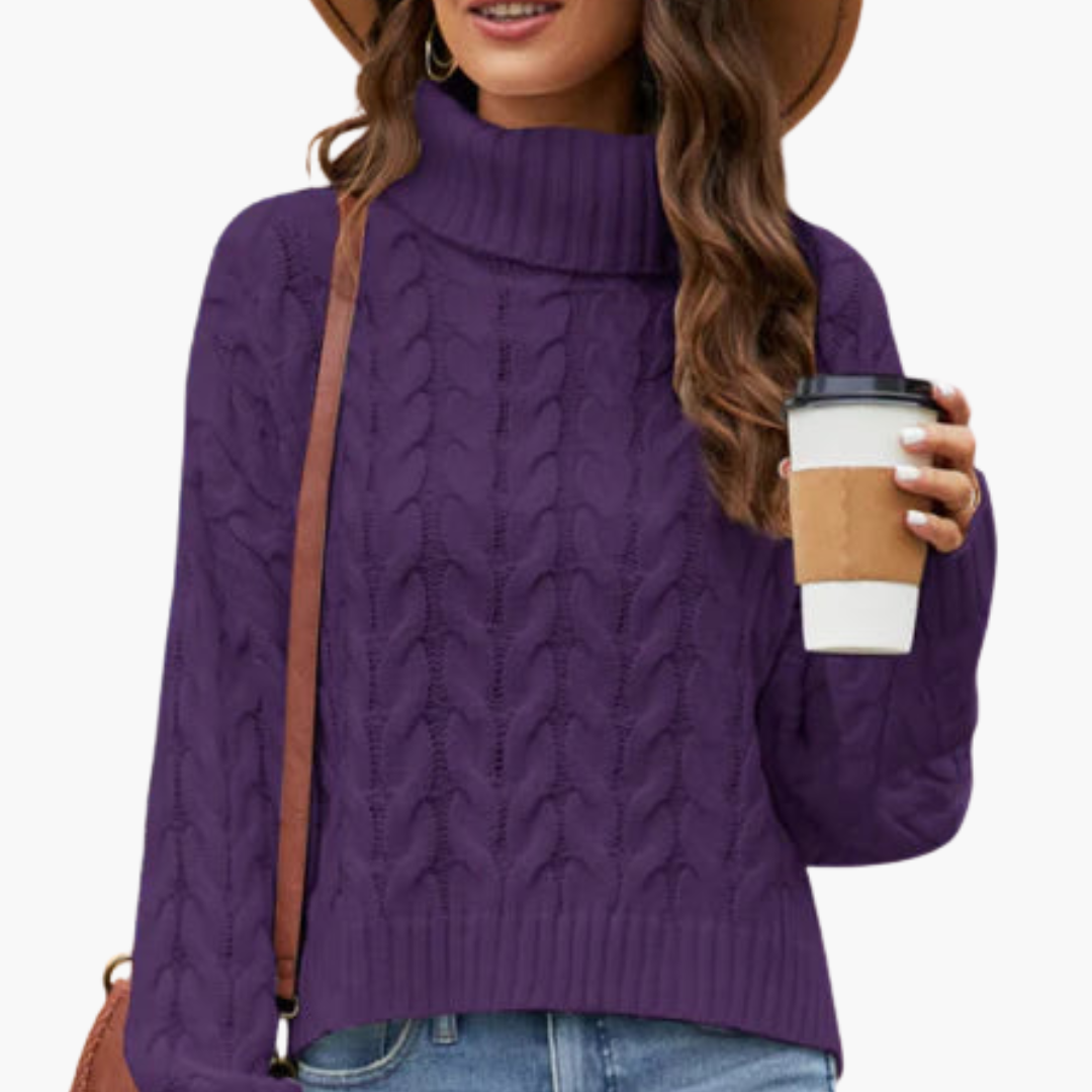 Cozy Women's Cable Knit Long Sleeve Sweater