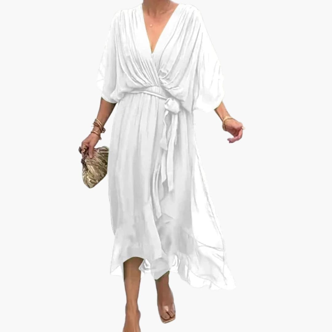 Ladies' V-Neck Chiffon Evening Dress
