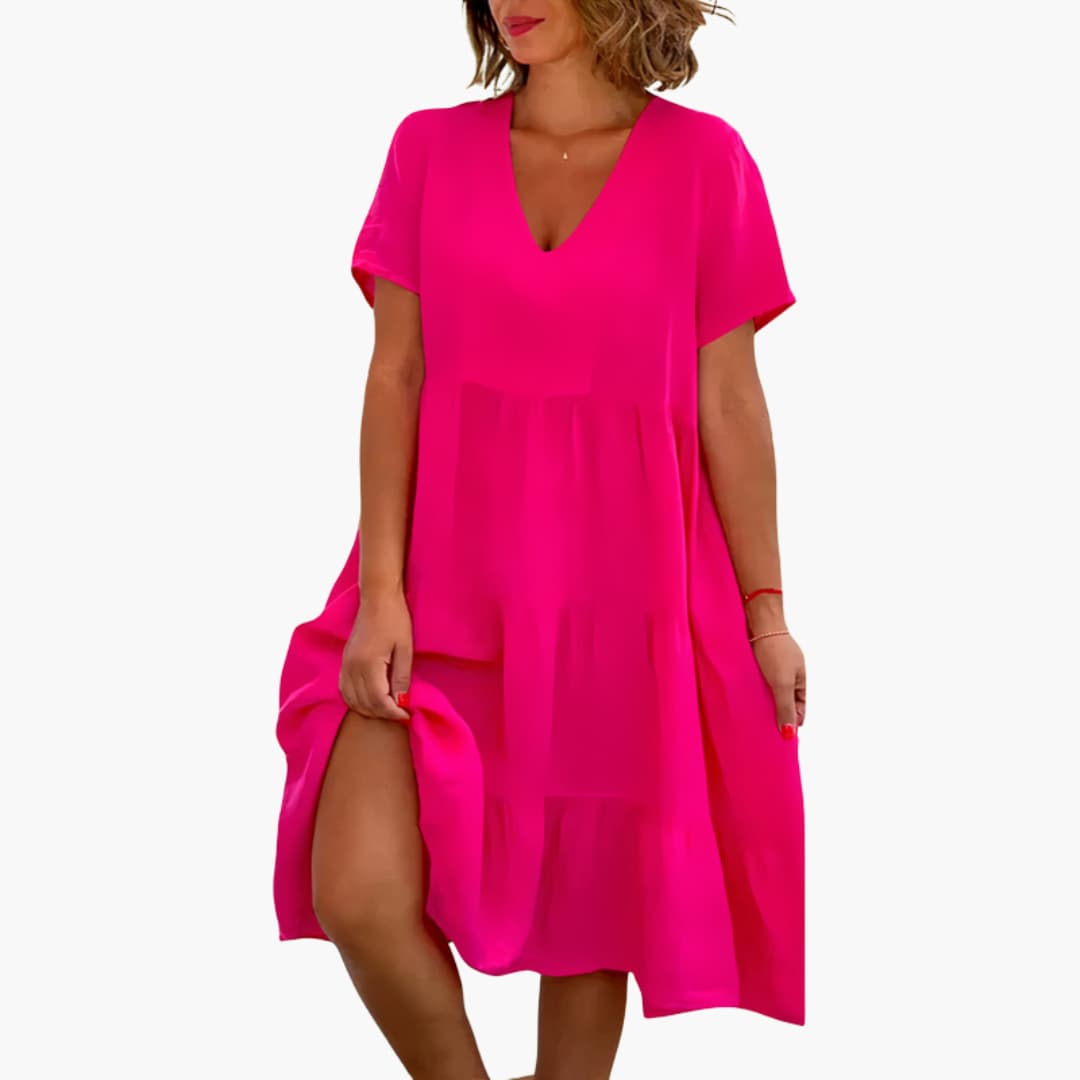 Casual V Neck Loose Fit Dress