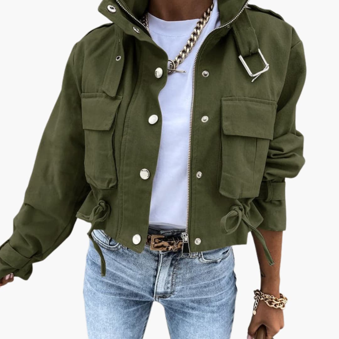 Ladies' Quilted Zip Front Jacket with Fitted Bottom