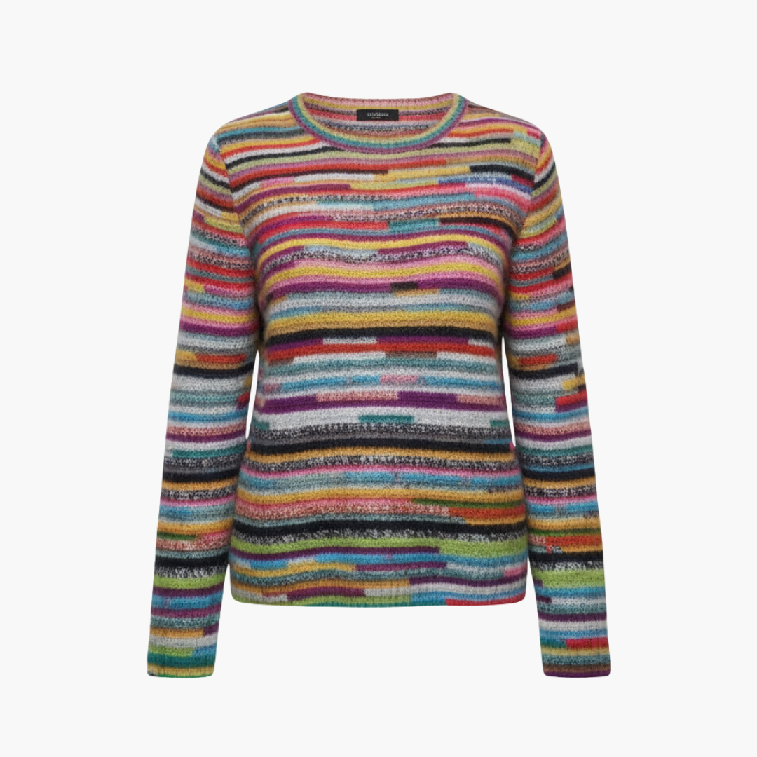 Classic Fit Crew Neck Striped Sweater - Olytrend