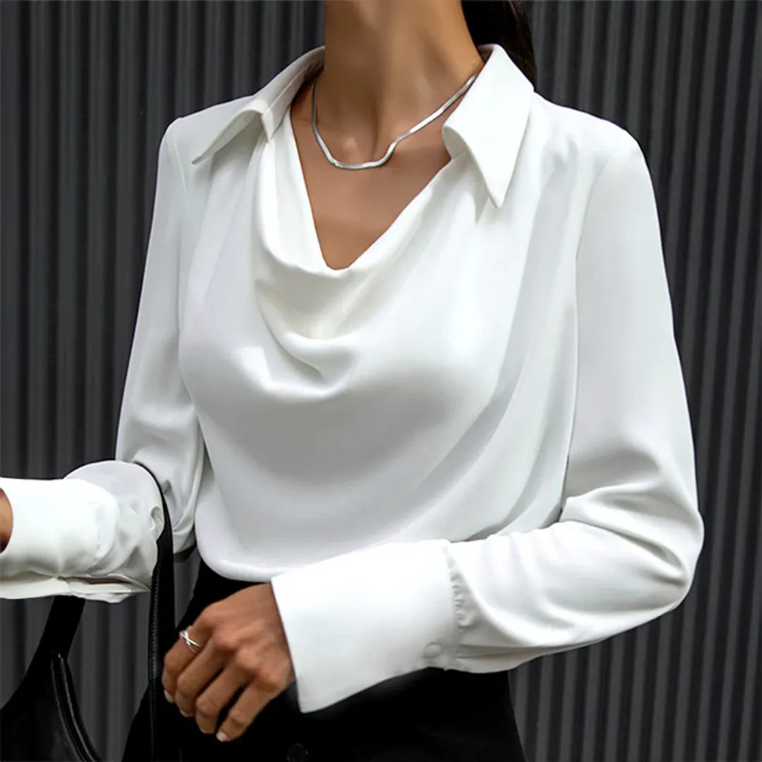 Fashionable Ladies' Crew Neck Long Sleeve Casual Shirt