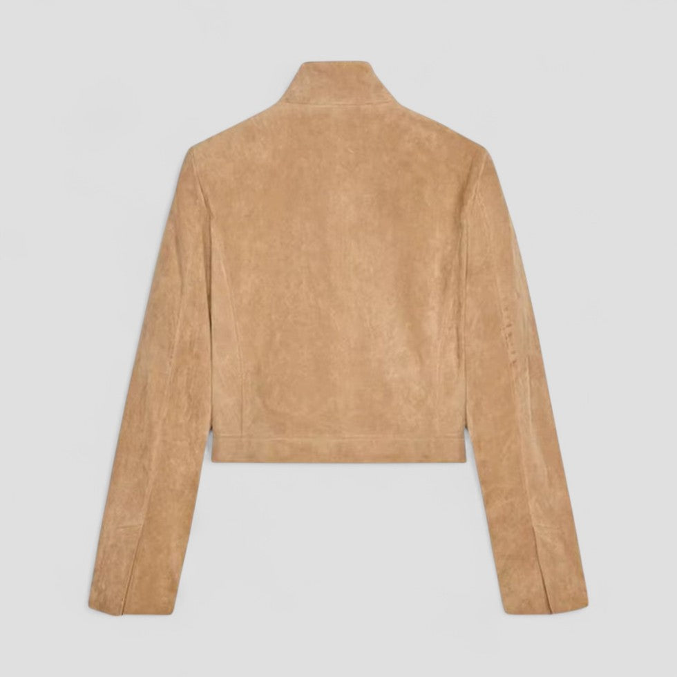 Fashionable Faux Suede Zip Up Jacket