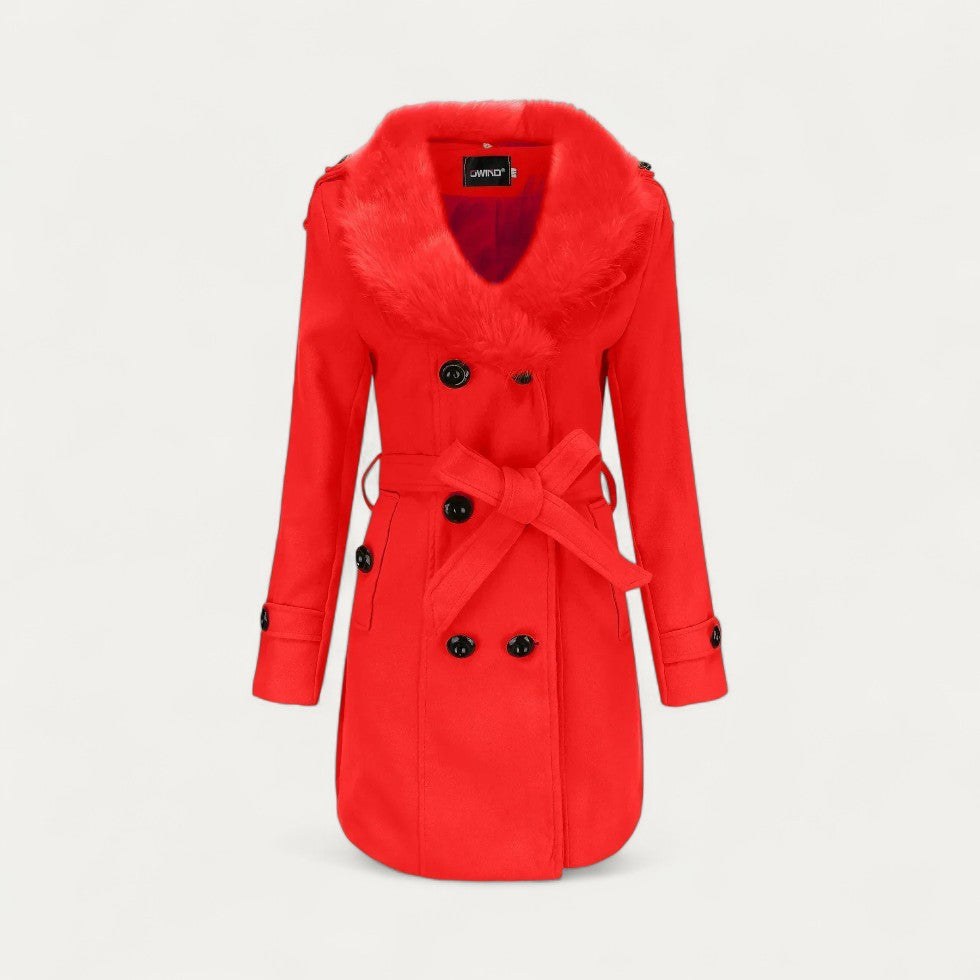 Luxury Ladies Faux Fur Lined Trench Coat