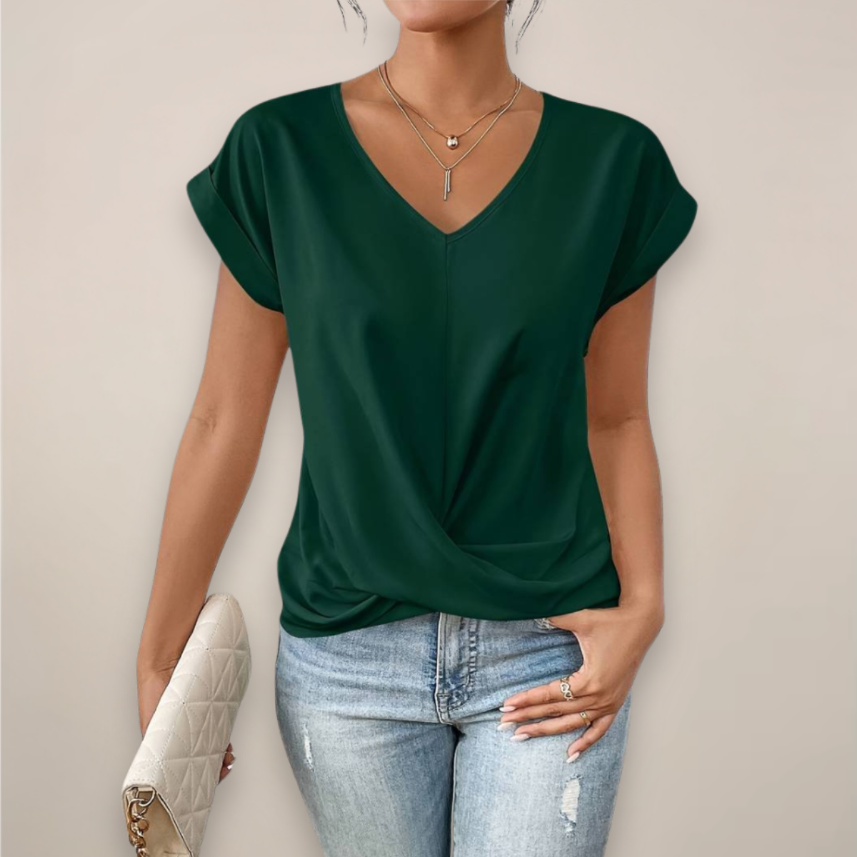 Fashionable Ladies V-Neck Summer Tee