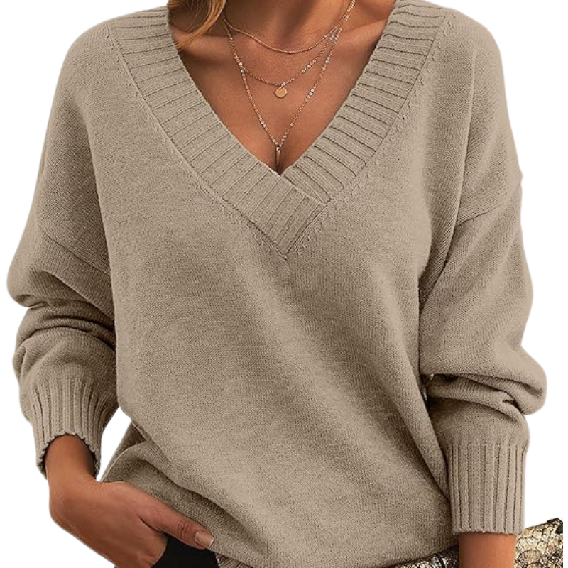 Soft Women's V-Neck Casual Knitted Sweater