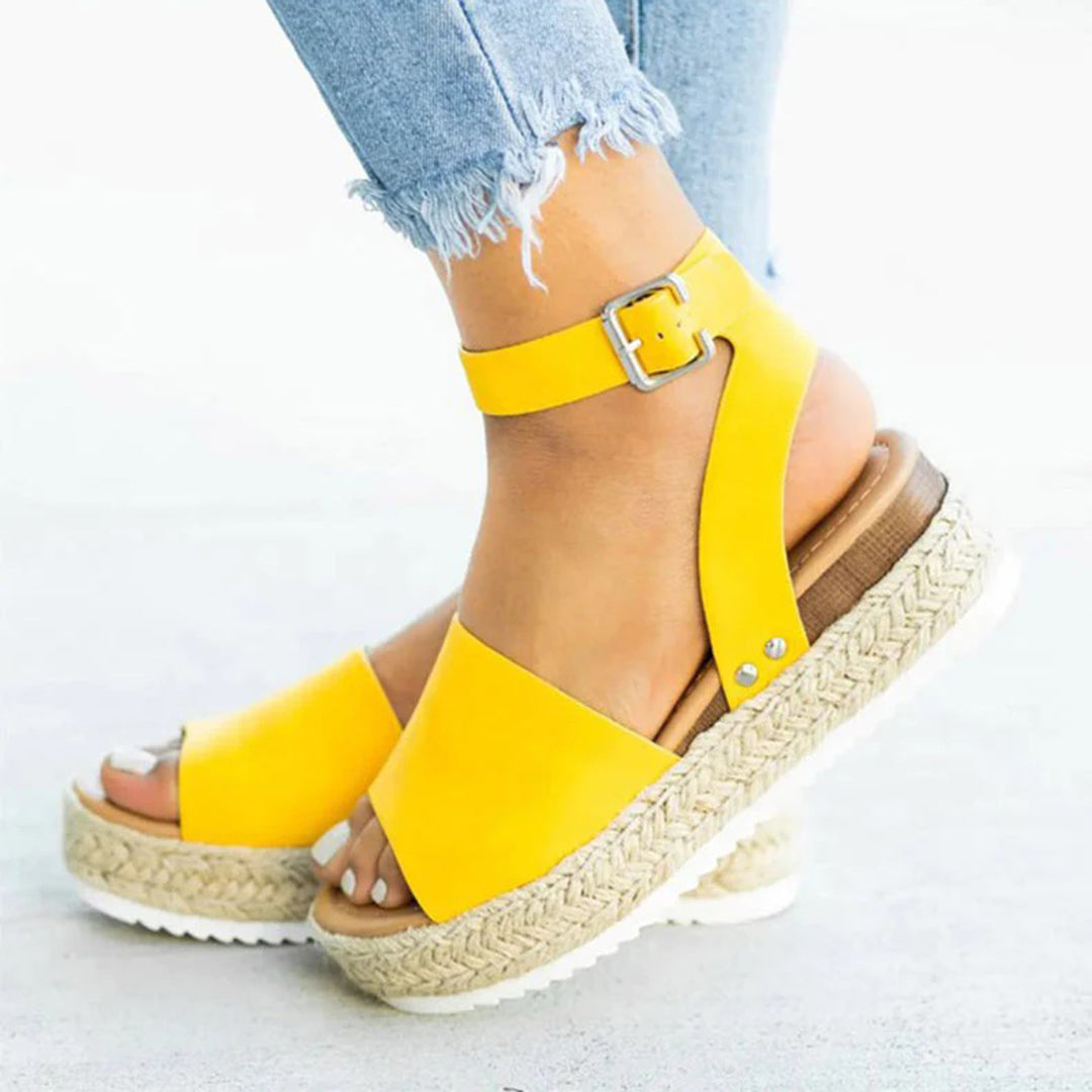 Women's Wedge Sandals with Natural Rope Detail