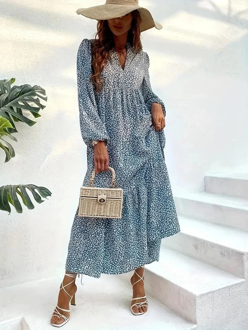 Loose Fit Women's Maxi Dress with Long Sleeves - Nocini