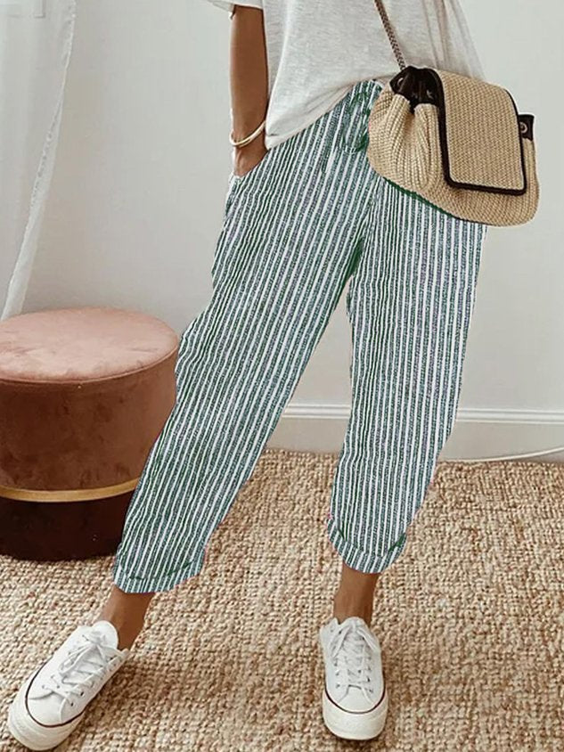 Relaxed Fit Women's Comfortable Linen Trousers