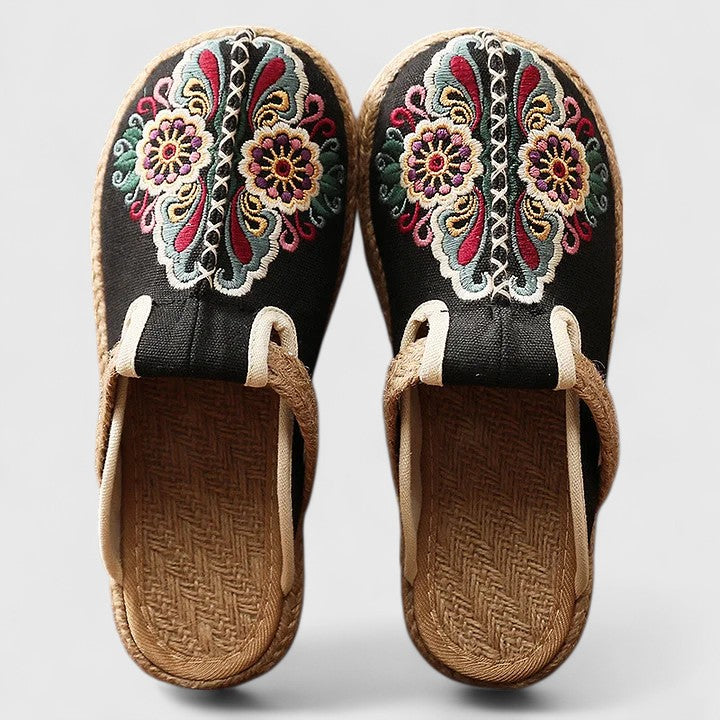 Soft Floral Slip On Mule Shoes