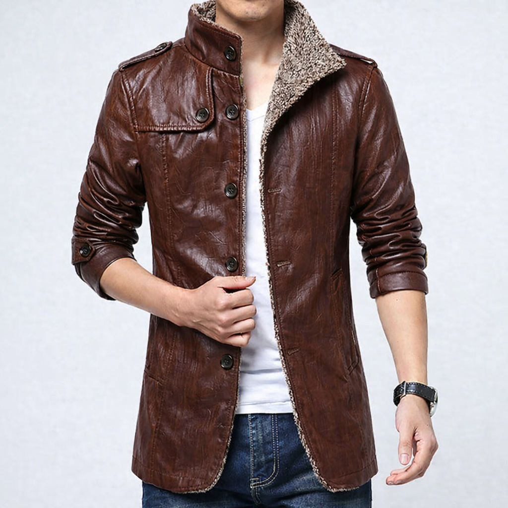 Men's Faux Leather Slim Fit Biker Jacket