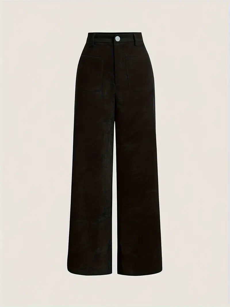 Warm High Waisted Straight Leg Corduroy Pants