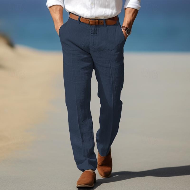 Classic Fit Men's Pants with Side Pockets