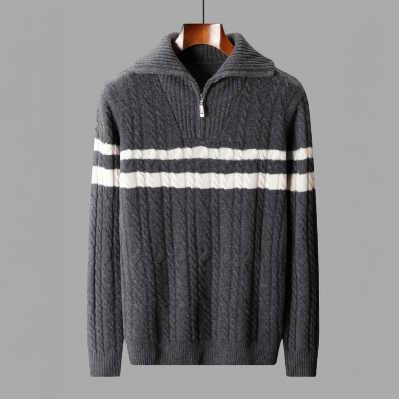 Warm Striped Crew Neck Men's Sweater - Nocini