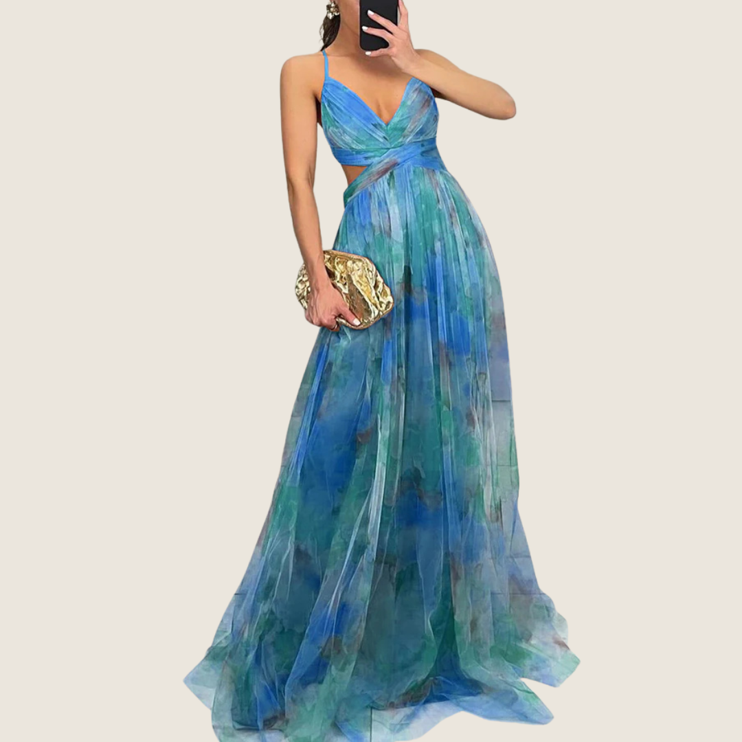 Image of Angie | Women's V-Neck Spaghetti Strap Maxi Dress