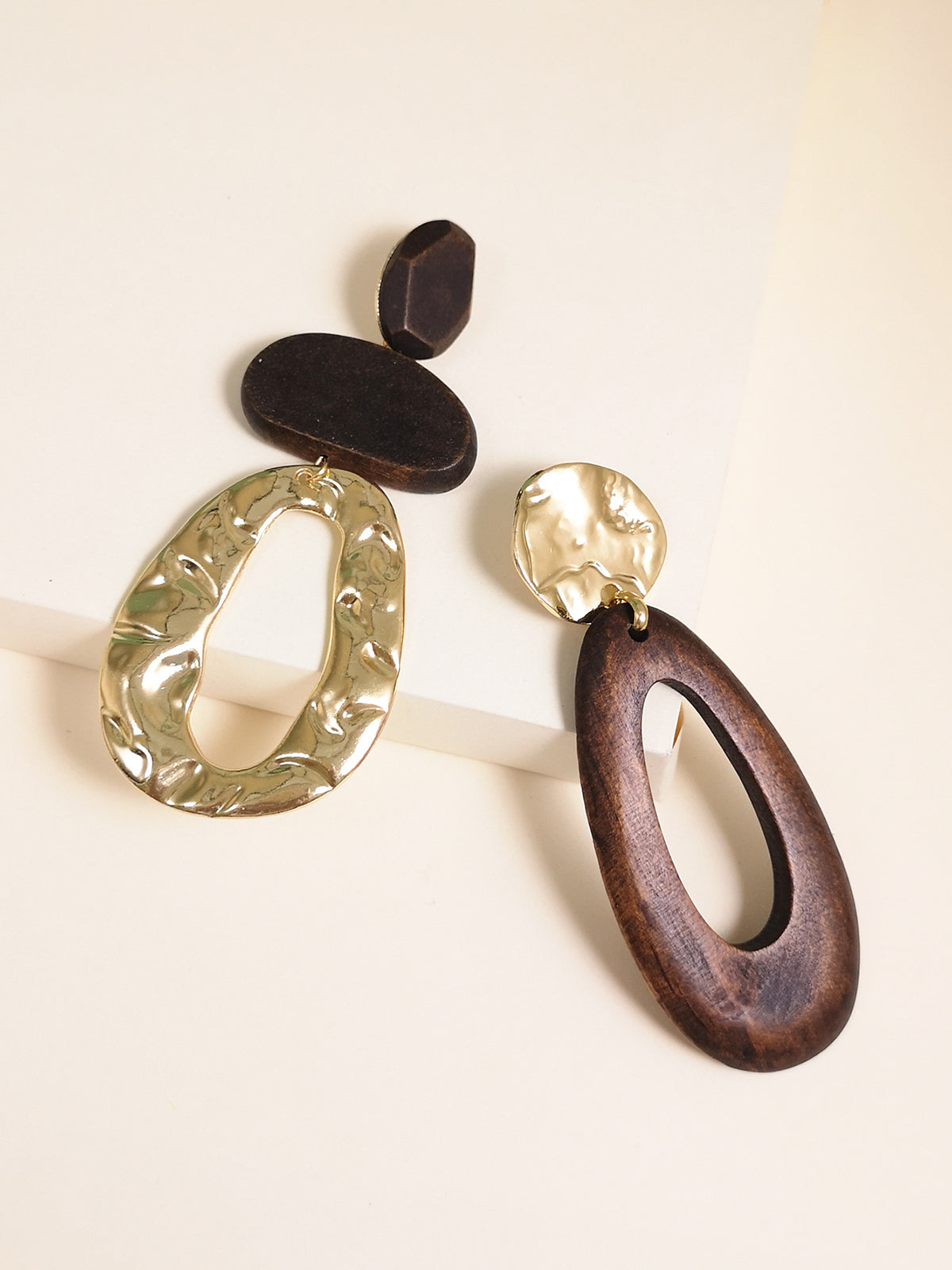 Unique Wooden Geometric Dangle Earrings