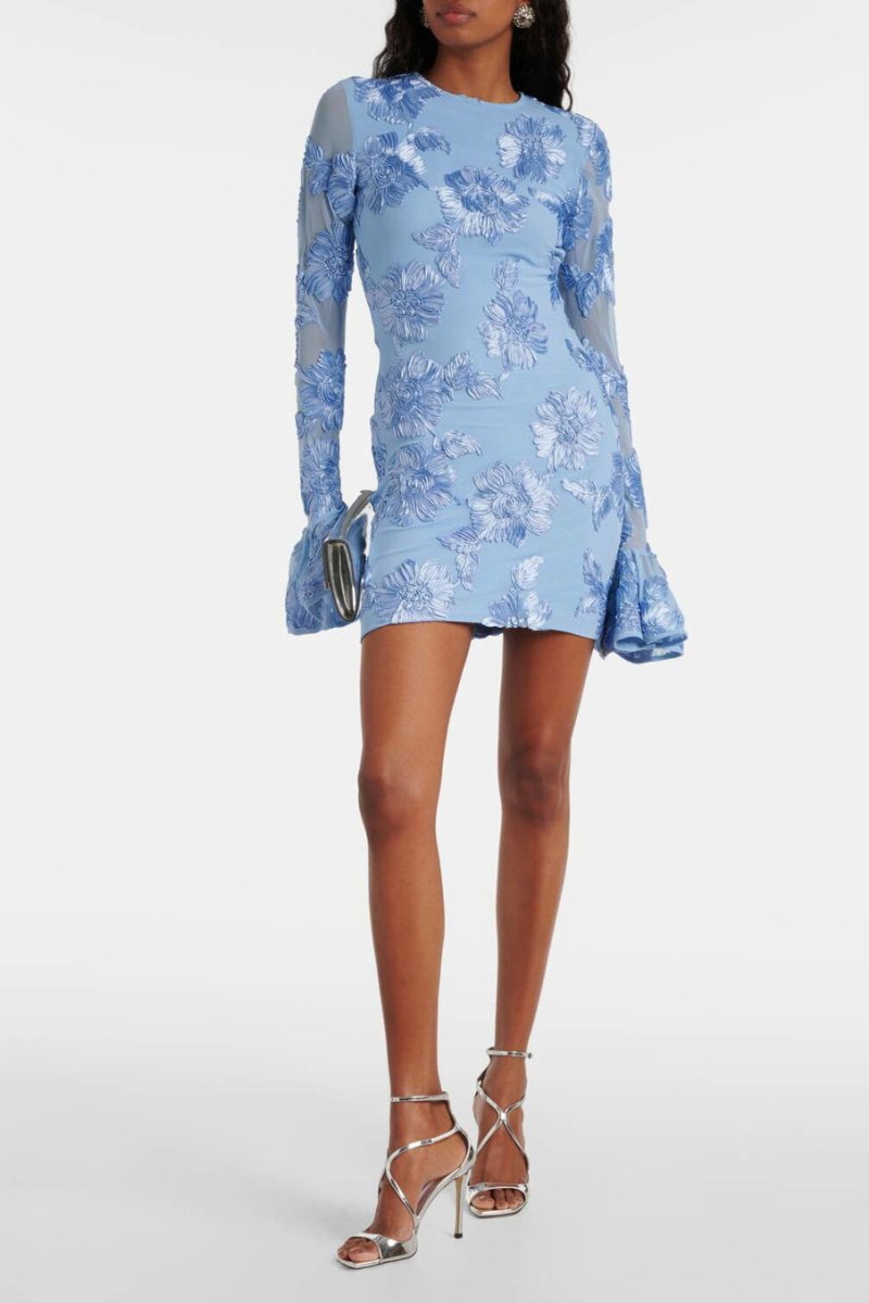 Women's Floral Long Sleeve Open Back Dress - Nocini