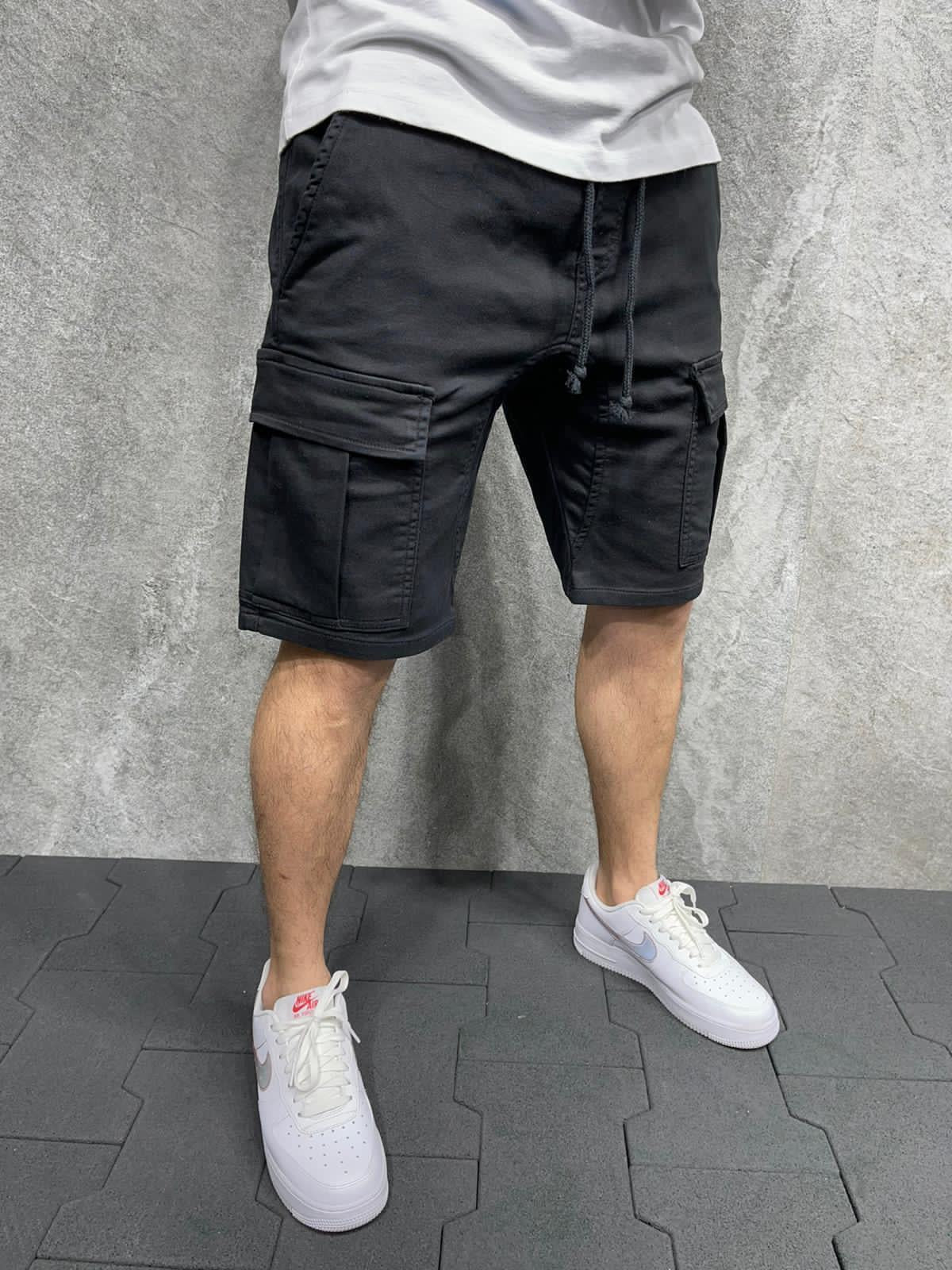 Relaxed Fit Cargo Shorts with Elastic Waist