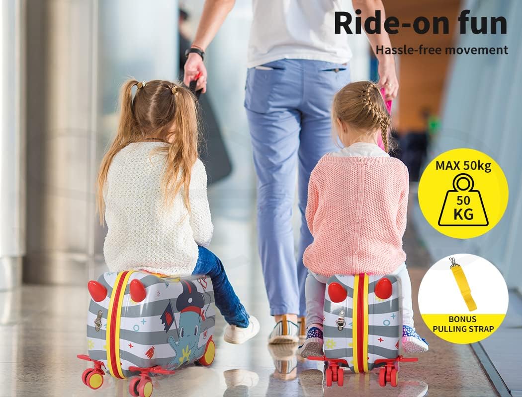 Kids 2-in-1 Ride On Scooter Luggage with Spin Wheels