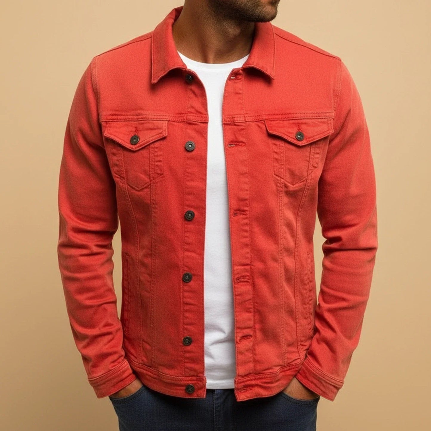Relaxed Fit Mens Casual Button Jacket
