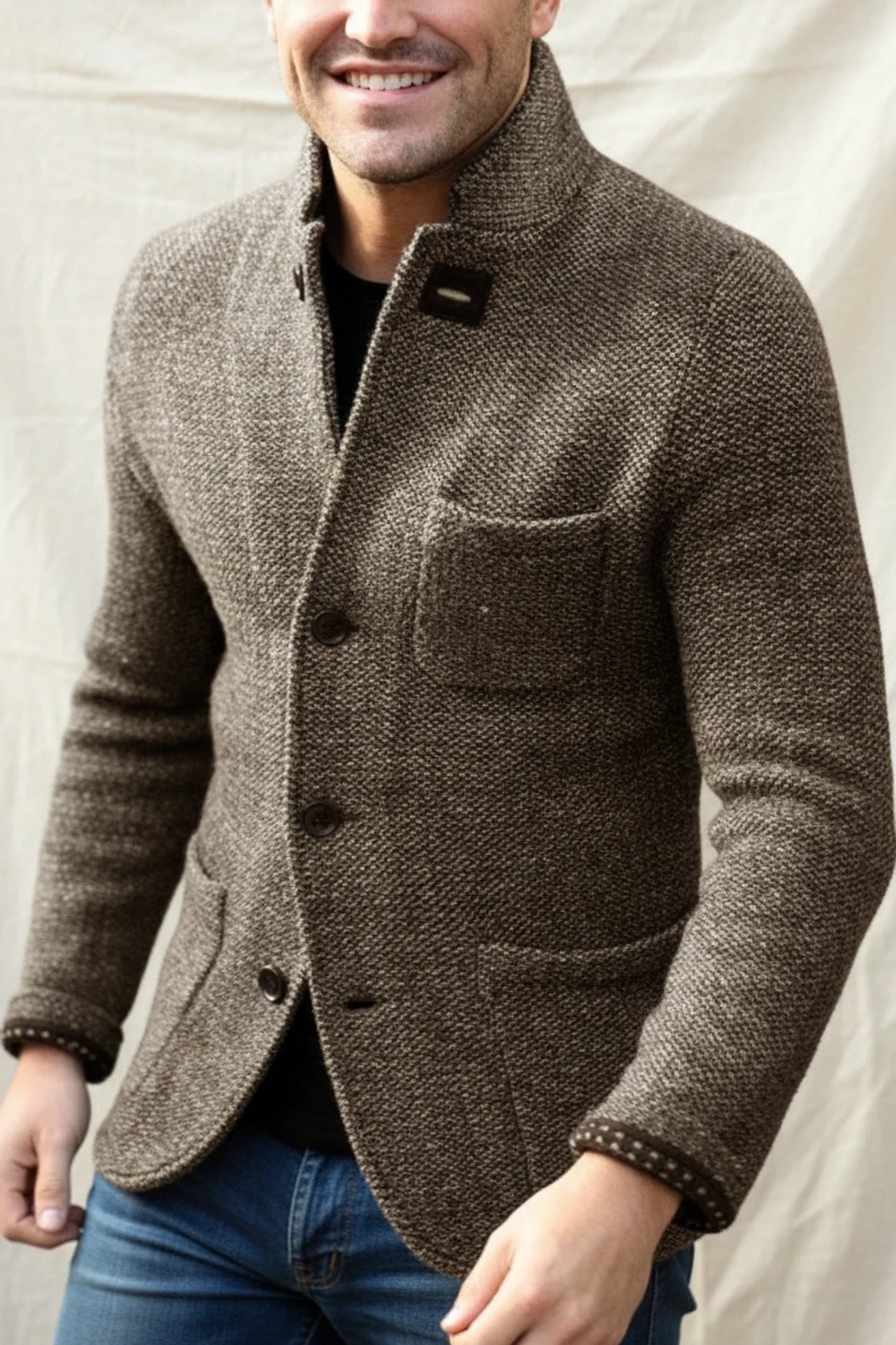 Relaxed Fit Crew Neck Mens Jacket