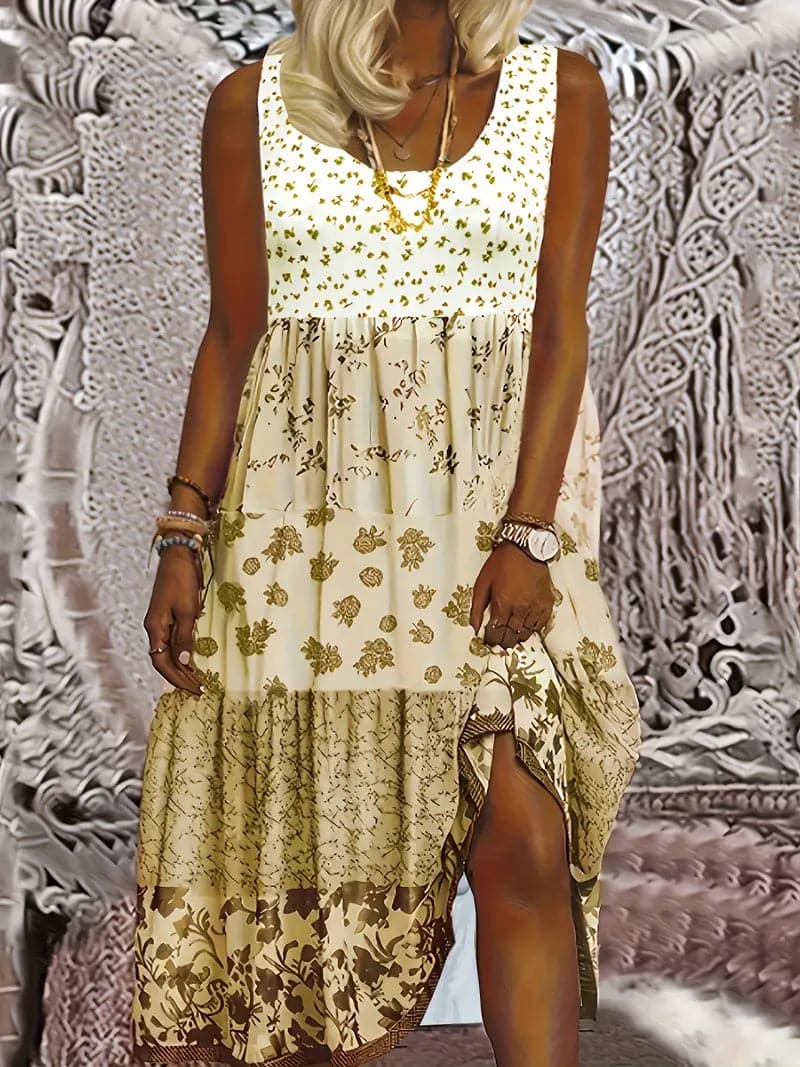 Summer Floral Sleeveless Maxi Dress