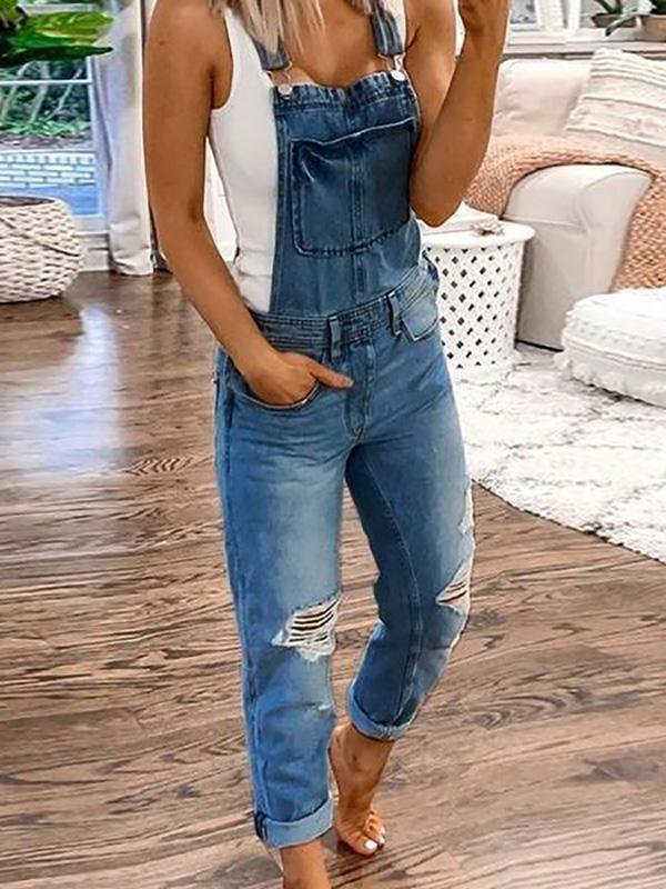 Trendy Women's Blue Jeans Jumpsuit