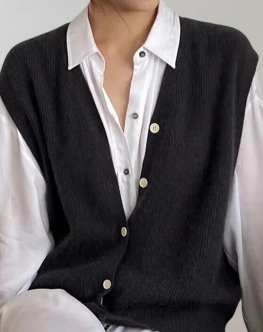Relaxed Fit Button Front Vest - Pexav