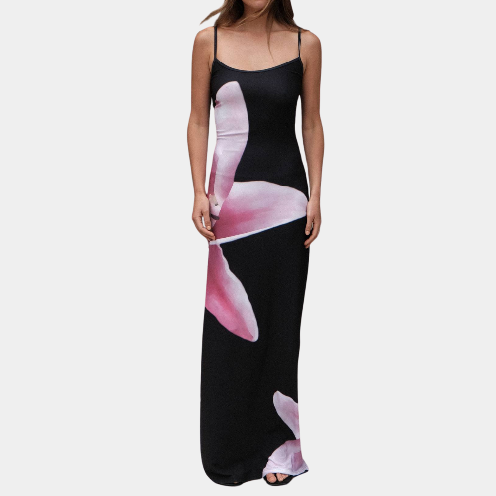 Casual Summer Dress with Figure Accent – Lucine-Black-S-State of Style