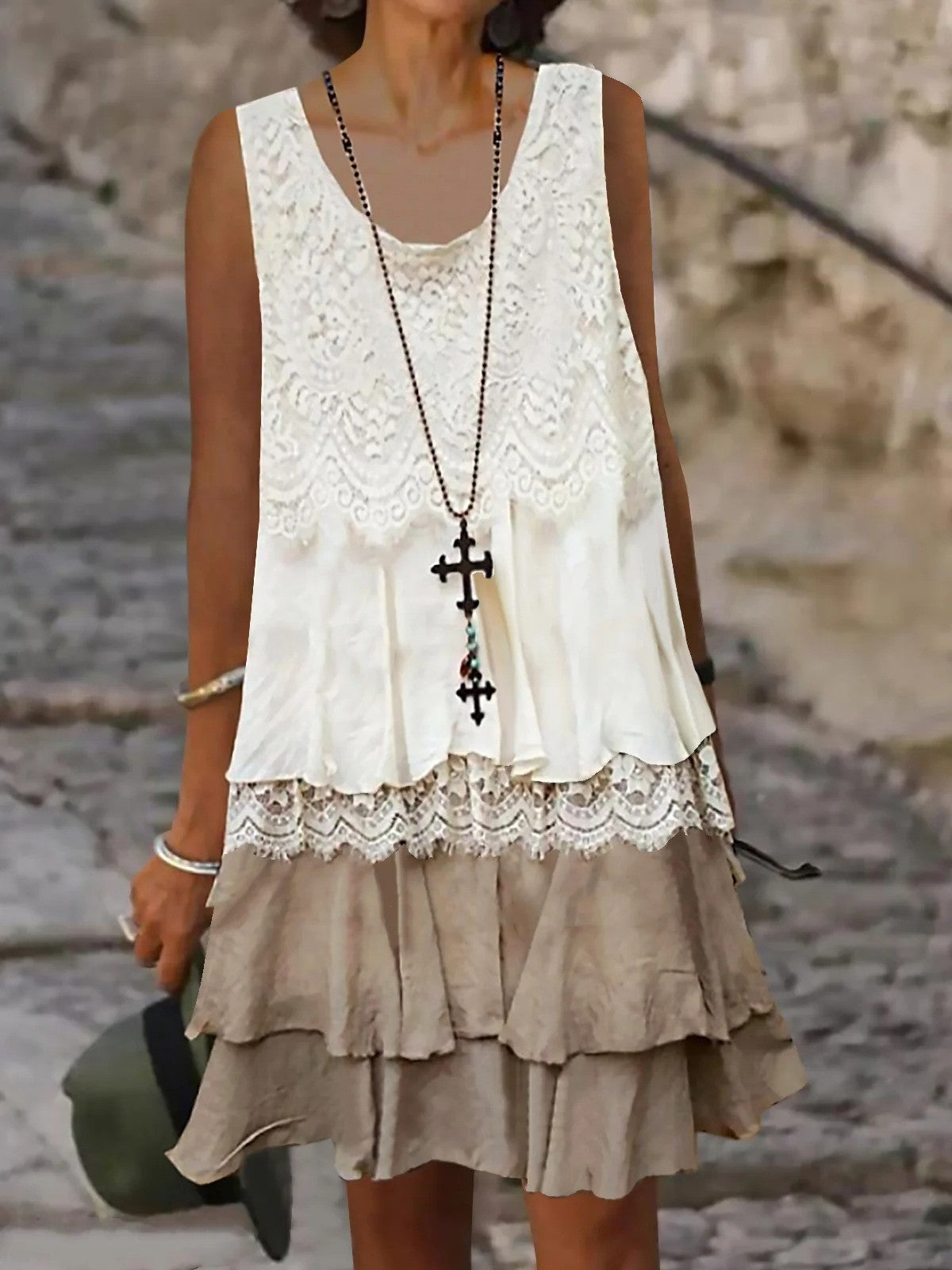 Casual Summer Lace Midi Dress for Women - Nocini